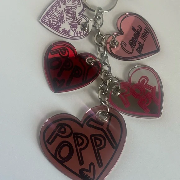 NWOT Coach poppy keychain/bag-charm Red heart Shaped Charms Pink, Red, White - Picture 6 of 12
